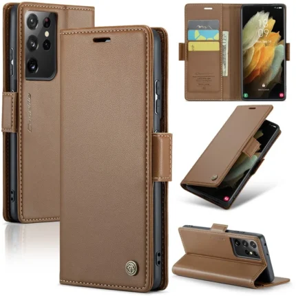 Leather Flip Cover for Samsung Galaxy S21 Ultra CaseMe