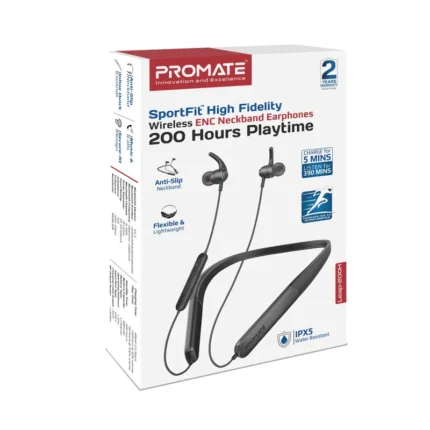 Promate Sportfit High Fidelity Wireless ENC Neckband Earphones