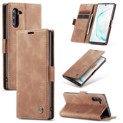 CASEME Flip Cover for Samsung Galaxy Note 10 Plus - Light Brown