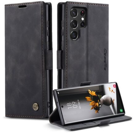 Caseme Flip Cover For Samsung Galaxy S22 Ultra - Black