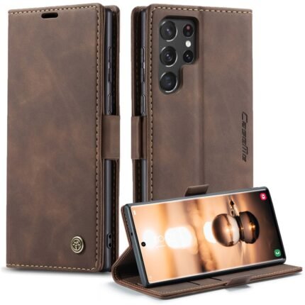 Caseme Flip Cover For Samsung S22 Ultra - Coffee