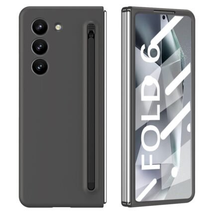 Samsung Galaxy Z Fold 6 5G Flip Case with Black Stylus / Tempered Glass Film - Dark Grey