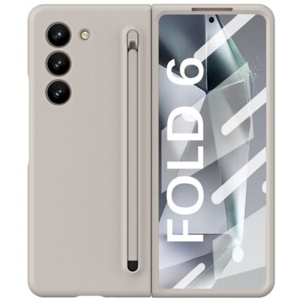 Samsung Galaxy Z Fold 6 5G Flip Case with Grey Stylus / Tempered Glass Film - Grey