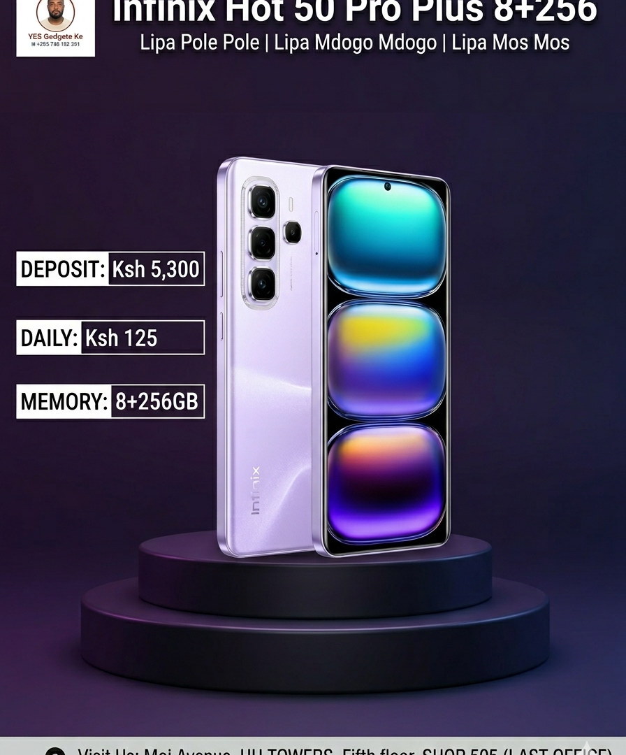 Infinix Hot 50 Pro Plus 8+256 Lipa Pole Pole | Lipa Mdogo Mdogo | Lipa Mos Mos