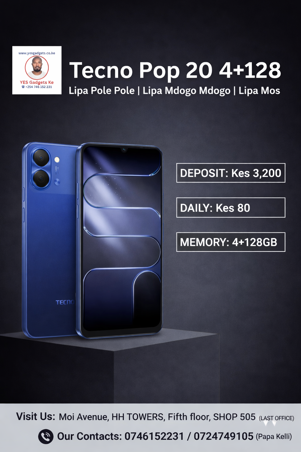 Tecno Pop 20 4+128 Lipa Pole Pole -Lipa Mdogo Mdogo-Lipa Mos Mos in Kenya - YES Gadgets KE IMG 1