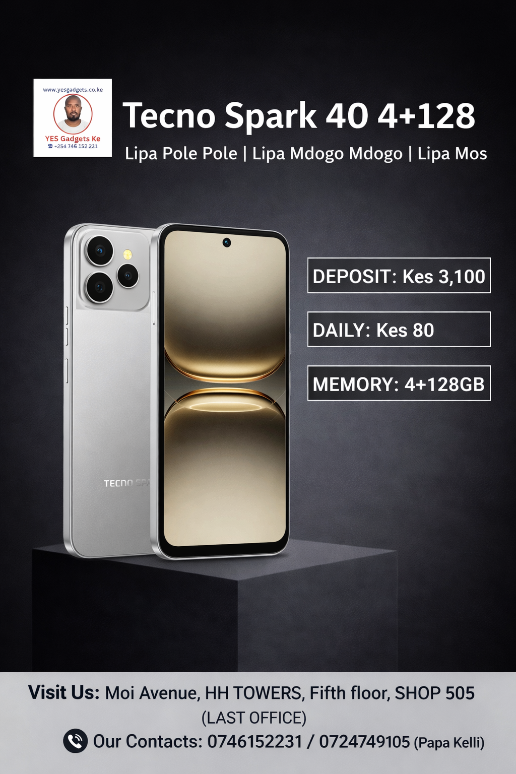 Tecno Spark 40 4+128 Lipa Pole Pole -Lipa Mdogo Mdogo-Lipa Mos Mos in Kenya - YES Gadgets KE IMG 1
