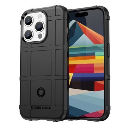 iPhone 15 Pro Max Case Rugged Grid Design - Black