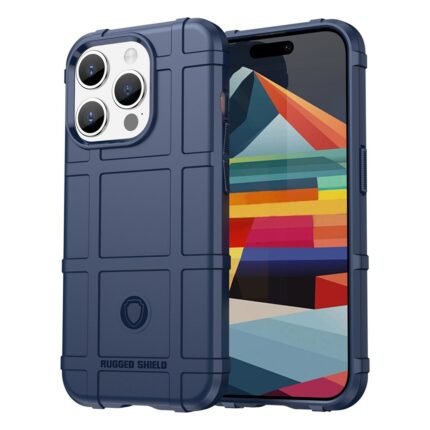 iPhone 15 Pro Case Rugged Grid Design - Blue
