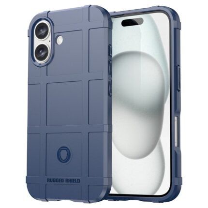 iPhone 16 Case Rugged Grid Design - Blue