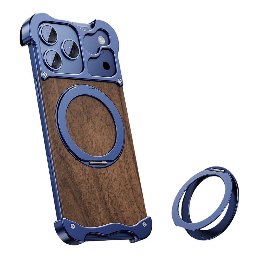 iPhone 17 Pro max Magnetic Wood Case dark blue 01