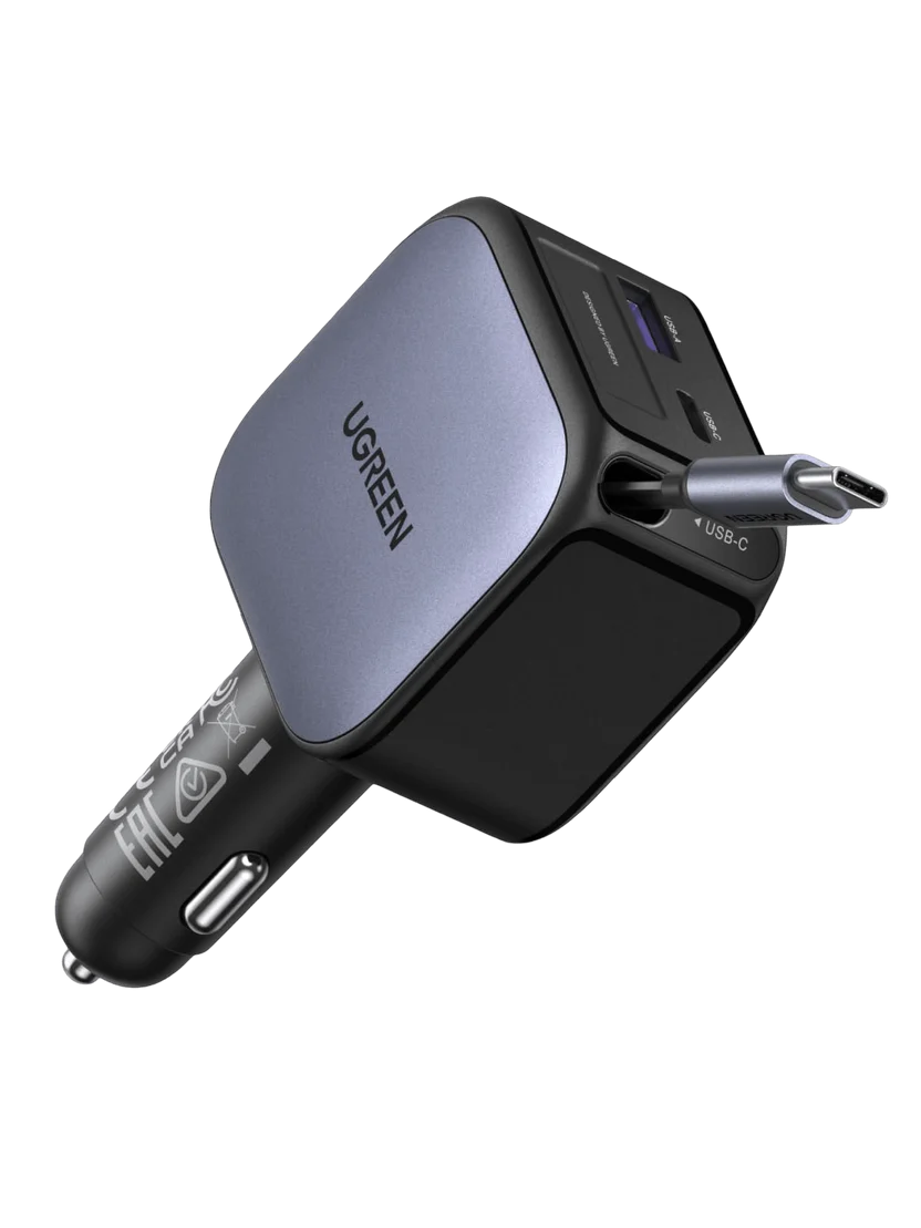 UGREEN Nexode Car Charger 60W with Retractable USB C Cable 01